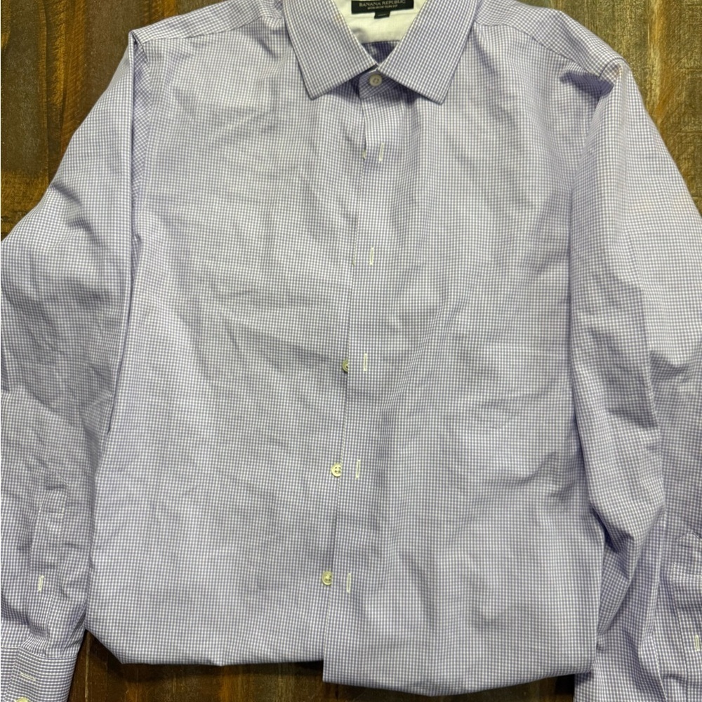 Ⓜ️Banana Republic Non-Iron Slim Fit Men’s Medium Button Down Gingham Shirt EUC